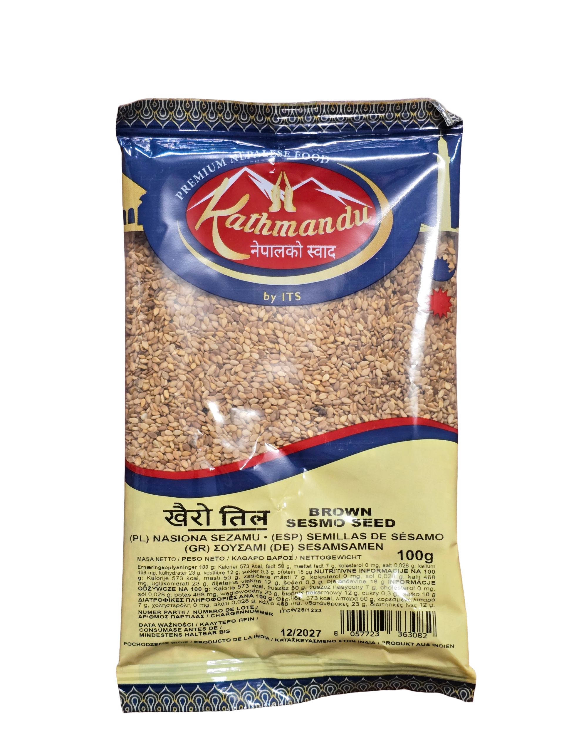 a bag of seeds on a black background